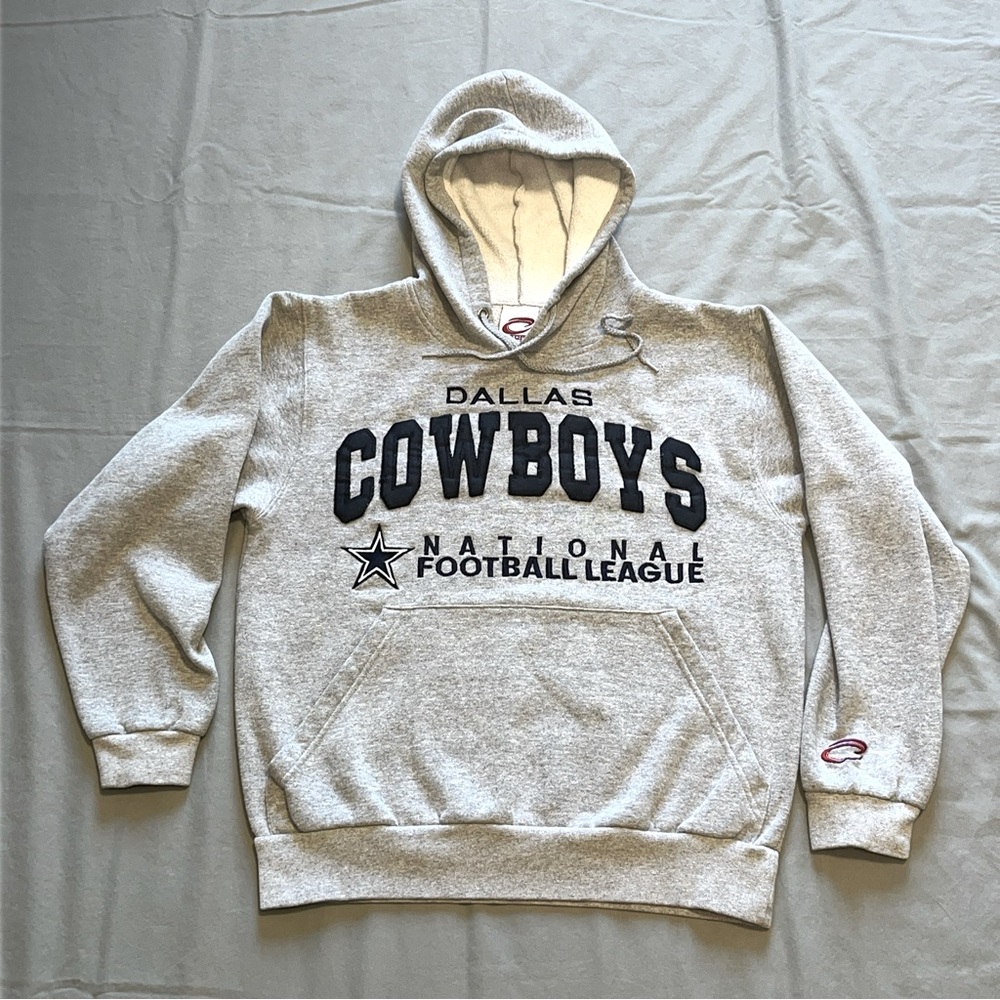 Vintage Cadre Dallas Cowboys Pullover Hoodie Sweatshirt Medium Gray 90’s VTG